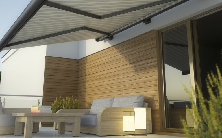 Schauwdoek voor een modern terras